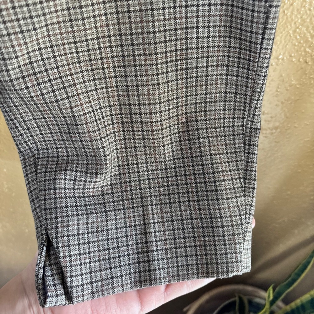 ZARA Plaid houndstooth Cropped Trousers Ankle Slit Dress Pants Size US 10 - Picture 4 of 9
